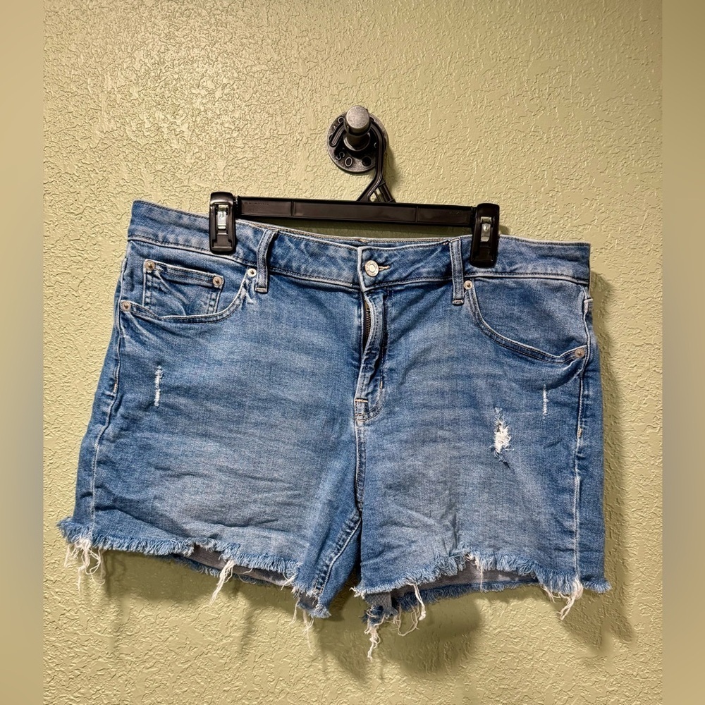 GAP Blue Frayed Hem Jean Shorts